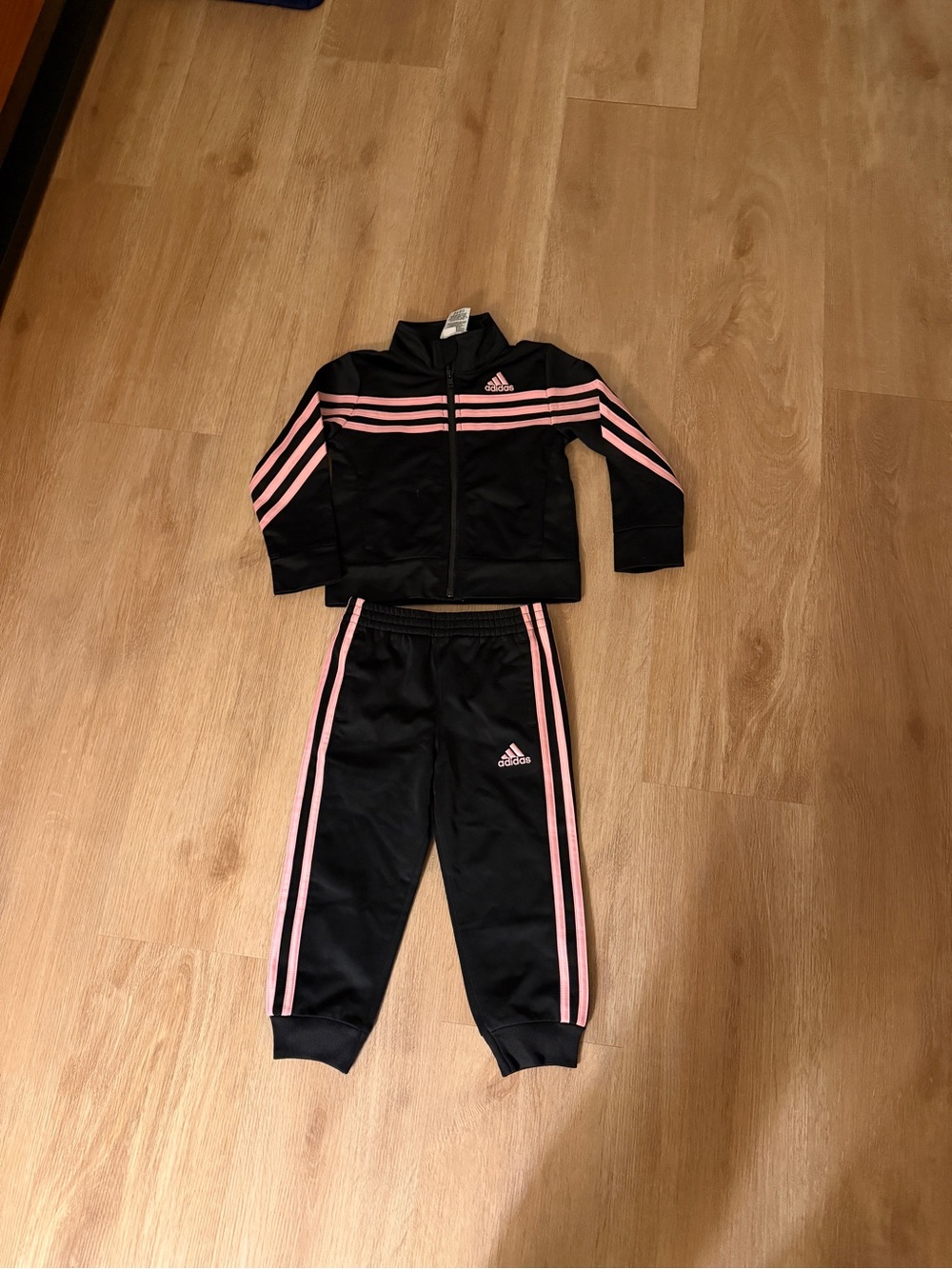 adidas Black and Pink Girls' Track Jacket & Pants Set